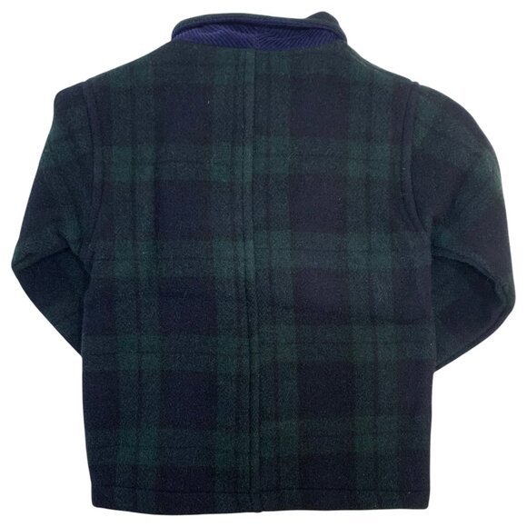 ATELIER BARN LUMBERJACK WOOL BUTTONED JACKET FOR BOY IN NAVY AND BOTTLE GREEN - Picture 4 of 4